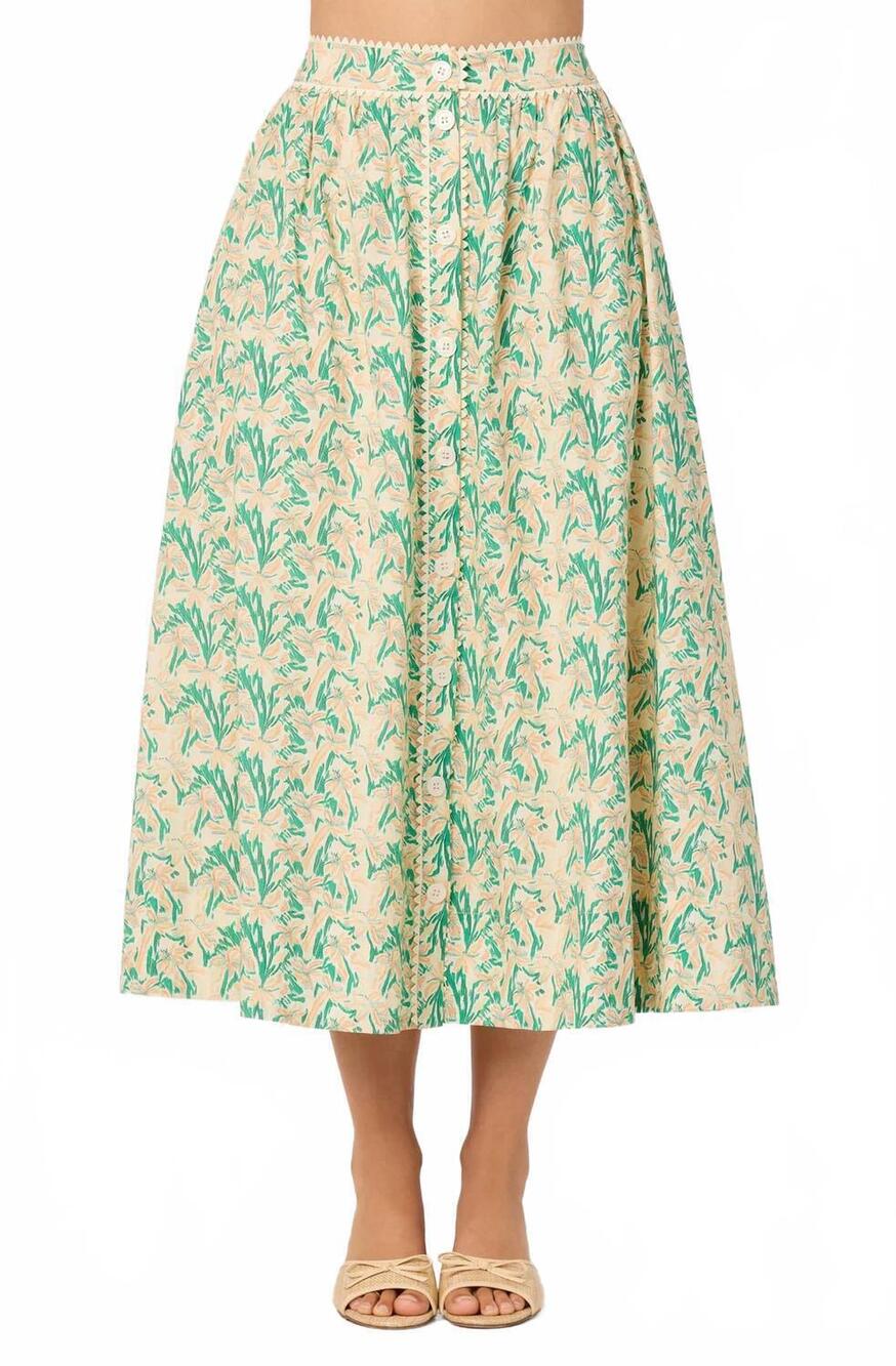 NEW ASTR women's keesha skirt in green pink multi